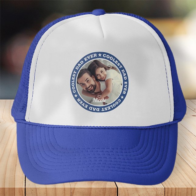 Coolest Dad Ever Modern Custom Photo Trucker Hat (Creator Uploaded)