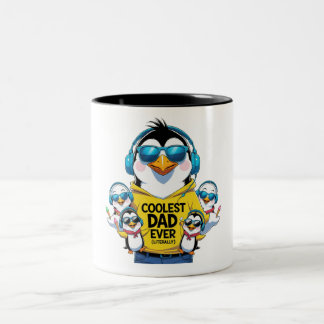 Coolest Dad Ever – Penguin  Two-Tone Coffee Mug