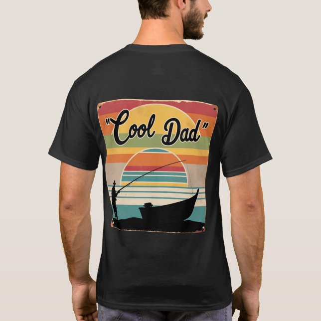 Coolest Dad Ever – Retro Fishing Sunset T-Shirt (Back)