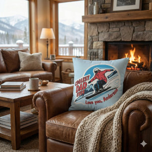 Coolest Dad Ever Snowboarding Throw Pillow