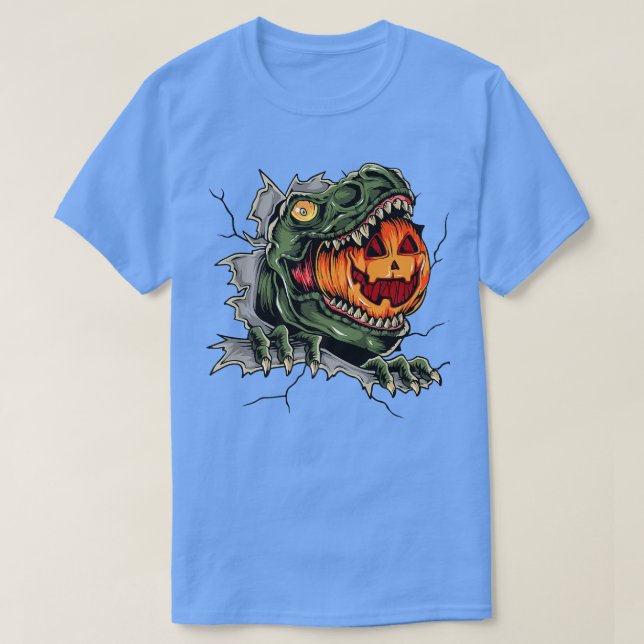 Coolest Dinosaur Eat Pumpkin Happy Halloween Kids  T-Shirt (Design Front)