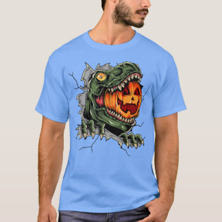 Coolest Dinosaur Eat Pumpkin Happy Halloween Kids  T-Shirt