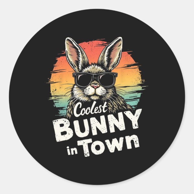 Coolest Easter Bunny In Town Easter Bunny  Classic Round Sticker (Front)