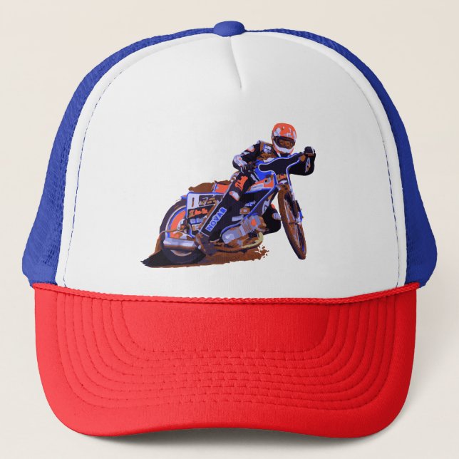 Coolest Flat Track Speedway Motorcycle Trucker Hat (Front)