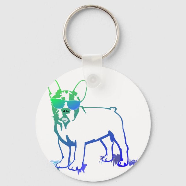 Coolest French Bulldog Boy Key Ring (Front)