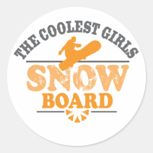 Coolest Girls Snowboard Classic Round Sticker