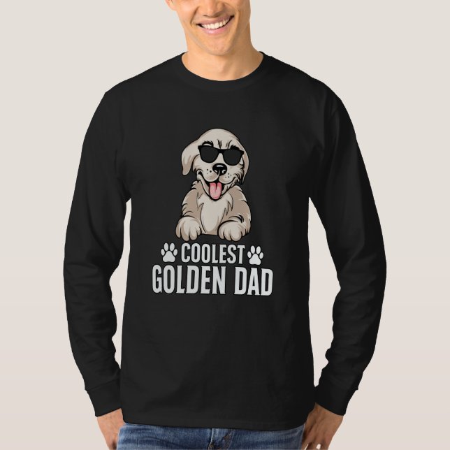 Coolest Golden Dad Retriever Dog Saying T-Shirt (Front)