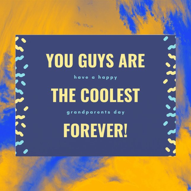 Coolest Grandparents Forever Navy and Yellow Postcard (Creator Uploaded)