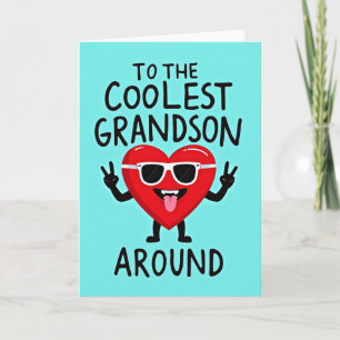 Coolest Grandson Heart Birthday Card