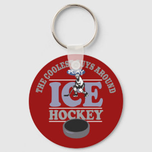 Coolest Guys Play Hockey Key Ring