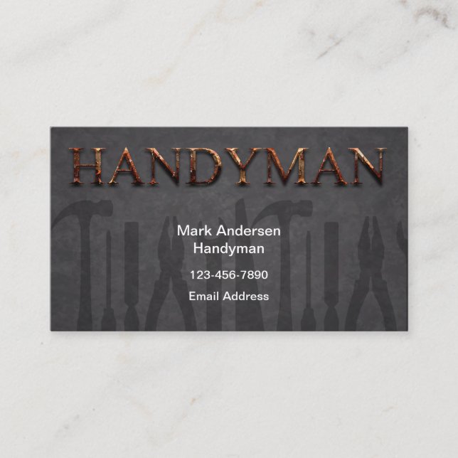 Coolest Handyman Theme Business Cards (Front)