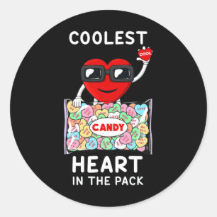 Coolest Heart In The Pack Fun Valentines Day Toddl Classic Round Sticker
