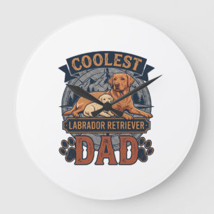 Coolest Labrador Retriever Dad Dog Mountain Paw Pr Large Clock