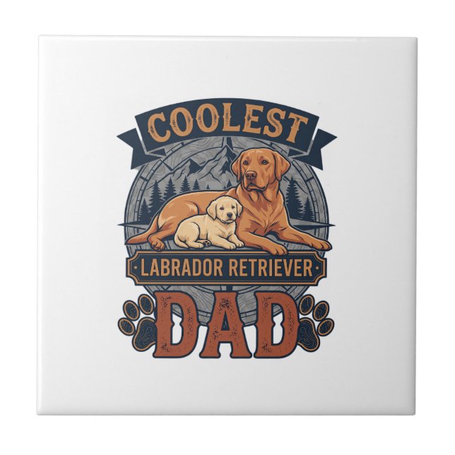 Coolest Labrador Retriever Dad Dog Mountain Paw Pr Tile (Front)