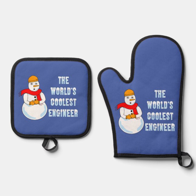 Coolest Mechanical Engineer Ceramic Ornament Oven Mitt & Pot Holder Set (Front)