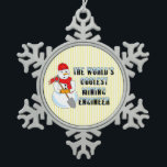 Coolest Mining Engineer Snowman Snowflake Pewter Christmas Ornament<br><div class="desc">A snowman holding a shovel wearing a scarf and cap with The world's coolest mining engineer text is a funny gift design for college students and professional engineers.</div>
