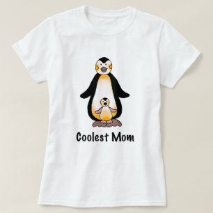 Coolest Mom Penguin Family Design T-Shirt