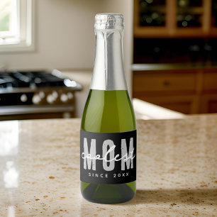Coolest Mom Since 20XX Modern Simple Preppy Sparkling Wine Label