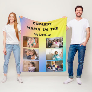 Coolest Nana in the World 6 Family Photos Fleece Blanket