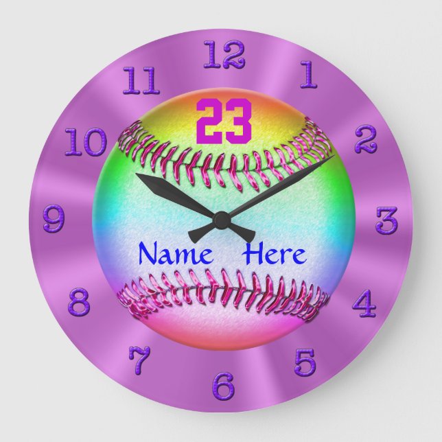 Coolest Personalised Softball Clocks for Girls (Front)