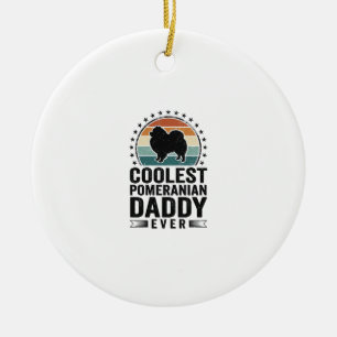 Coolest Pomeranian Daddy Vintage Dog Dad Shirt_1 Ceramic Tree Decoration