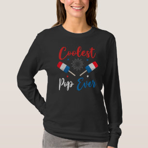 Coolest Pop Eve 4th July Ice Cream Red White Blue  T-Shirt