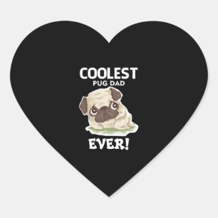 Coolest Pug Dad Ever Heart Sticker