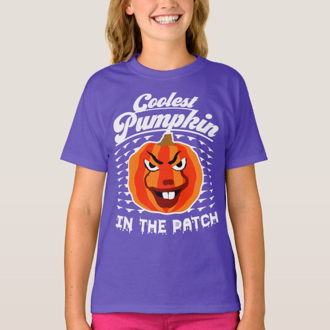 Coolest Pumpkin – Funny Fall & Halloween Tee Shirt (Front)