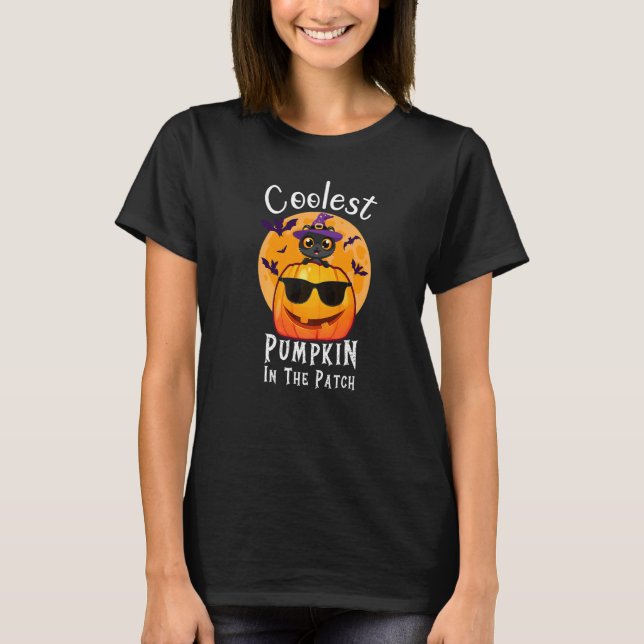Coolest Pumpkin In The Patch Black Cat Witch Hat B T-Shirt (Front)