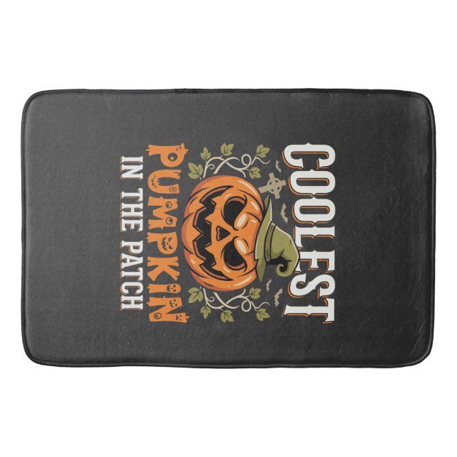 Coolest Pumpkin in the Patch Halloween Design Bath Mat (Front)