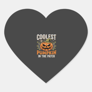 Coolest Pumpkin in the Patch Halloween Design Heart Sticker