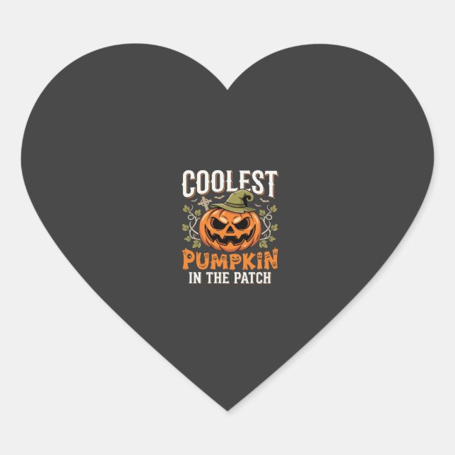 Coolest Pumpkin in the Patch Halloween Design Heart Sticker (Front)