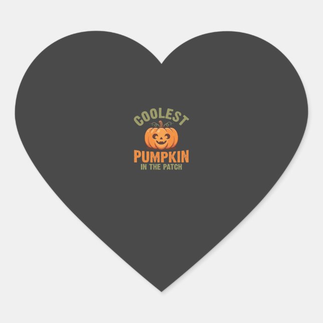Coolest Pumpkin In The Patch Halloween Design Heart Sticker (Front)