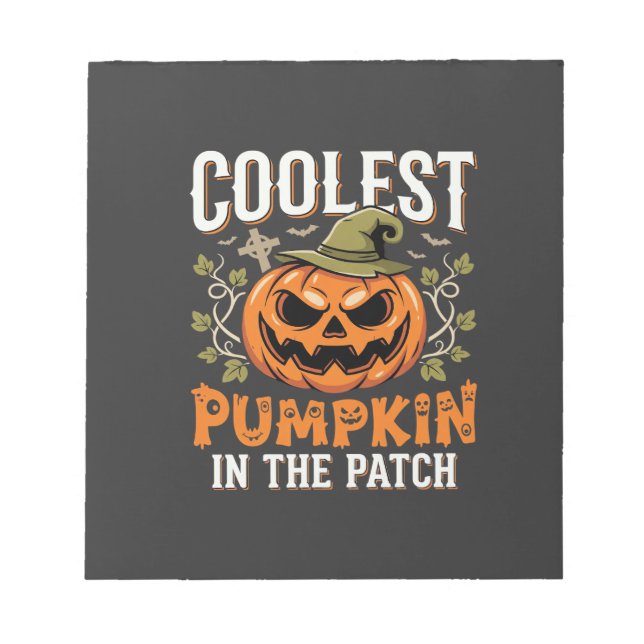 Coolest Pumpkin in the Patch Halloween Design Notepad (Front)