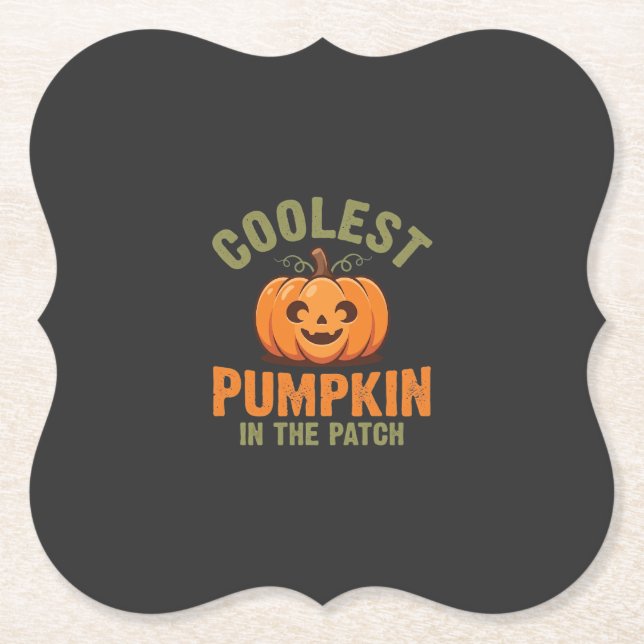 Coolest Pumpkin In The Patch Halloween Design Paper Coaster (Front)
