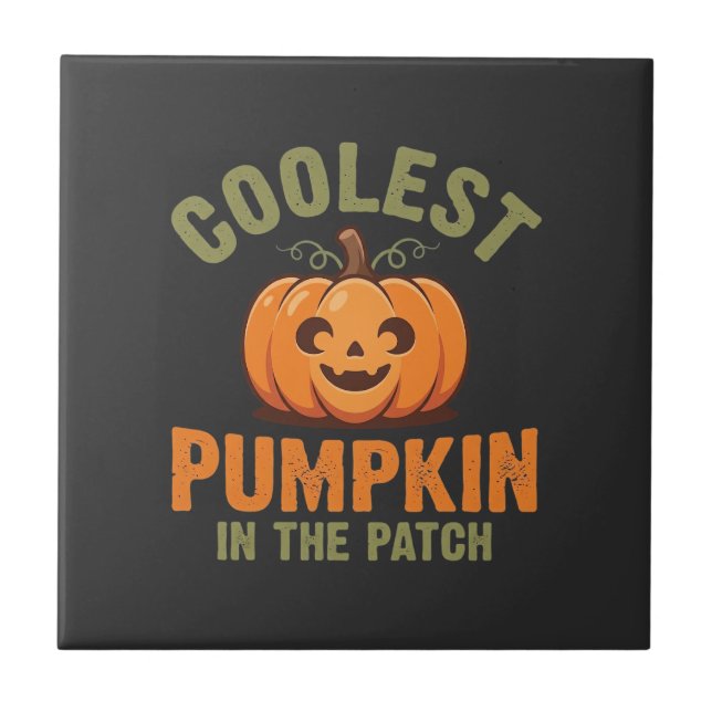 Coolest Pumpkin In The Patch Halloween Design Tile (Front)