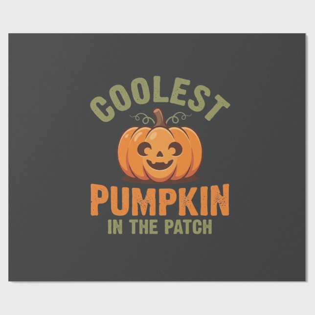 Coolest Pumpkin In The Patch Halloween Design Wrapping Paper (Flat)