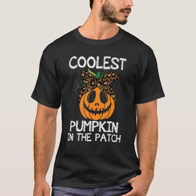 Coolest Pumpkin In The Patch Halloween Leopard Boy T-Shirt (Front)
