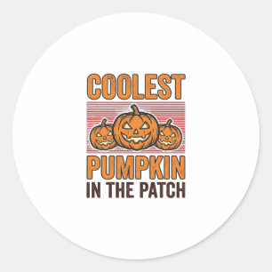 Coolest Pumpkin in the Patch Halloween Vintage Des Classic Round Sticker