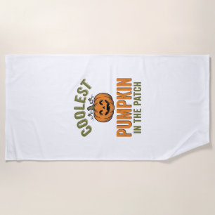 Coolest Pumpkin in the Patch Vintage Halloween Des Beach Towel