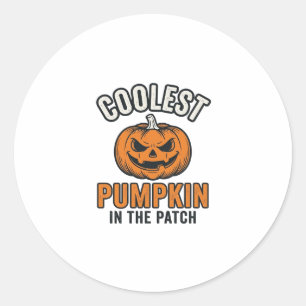 Coolest Pumpkin in the Patch Vintage Halloween Shi Classic Round Sticker