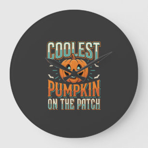 Coolest Pumpkin On The Patch Halloween Design_1 Large Clock