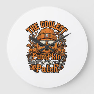 Coolest Pumpkin Patch Halloween Beanie Sunglasses Large Clock