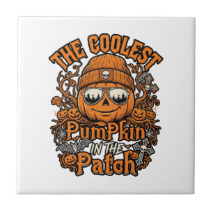 Coolest Pumpkin Patch Halloween Beanie Sunglasses Tile