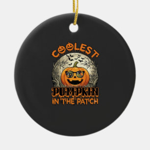 Coolest Pumpkin Patch Halloween Spooky Sunglasses_ Ceramic Tree Decoration