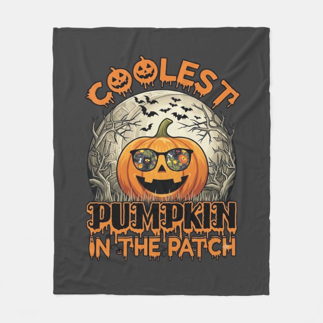 Coolest Pumpkin Patch Halloween Spooky Sunglasses_ Fleece Blanket (Front)