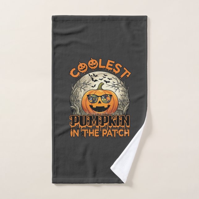 Coolest Pumpkin Patch Halloween Spooky Sunglasses_ Hand Towel (Hand Towel)