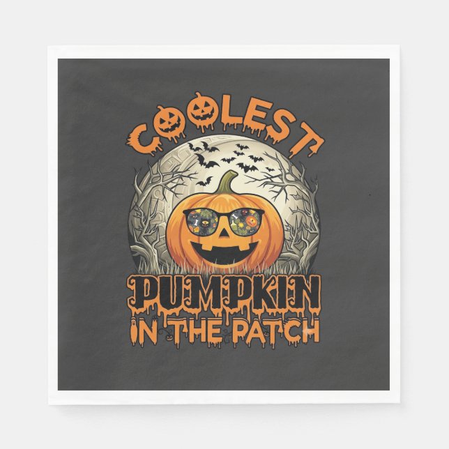 Coolest Pumpkin Patch Halloween Spooky Sunglasses_ Napkin (Front)