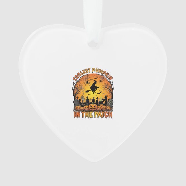 Coolest Pumpkin Patch Halloween Witch Spiders Grav Ornament (Front)