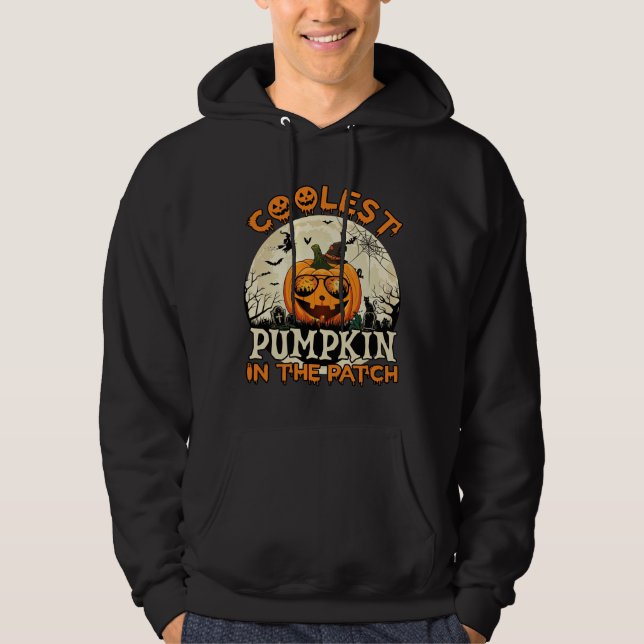 Coolest Pumpkin Patch Sunglasses Witch Hat Hallowe Hoodie (Front)